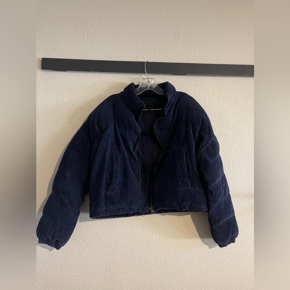 KENDALL AND KYLIE Blue Cropped Bomber Jacket